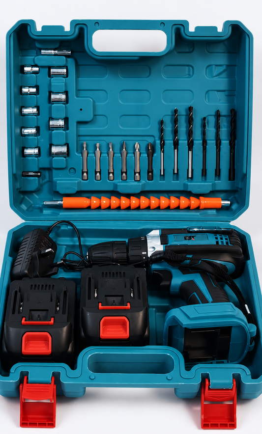 🔧 Cordless Drill Set – Complete Kit with 2 Batteries & Carry Case